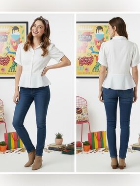 ModCloth x Collectif Mary Grace Peplum Blouse Size 16 NWT